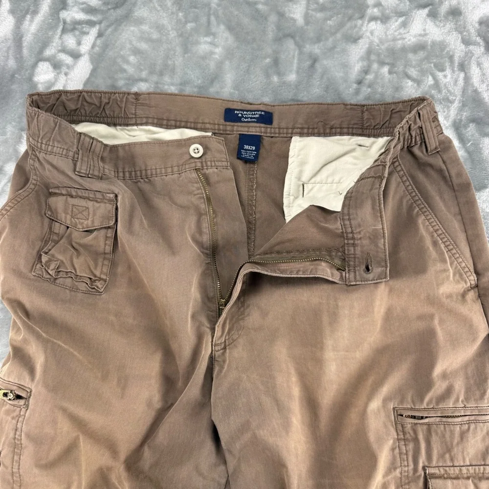 Roundtree & Yorke Outdoors Mens 38x29 Brown Cargo Pants Sunfaded Hiking Y2K